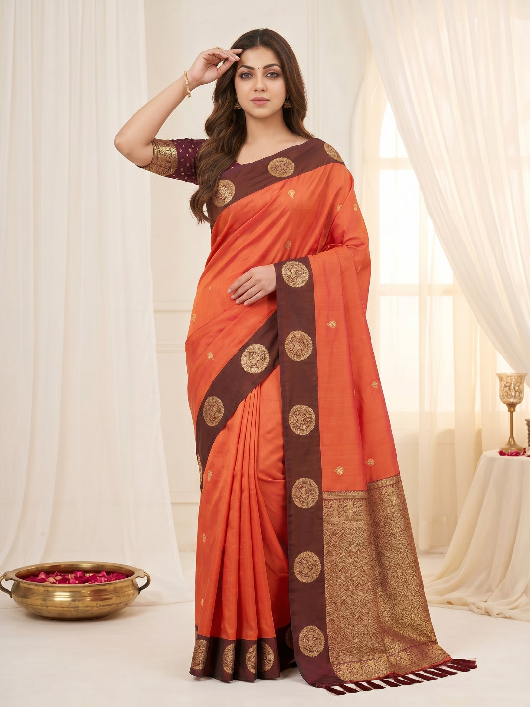 Women's Banarasi Silk Saree With Unstitched Blouse Piece