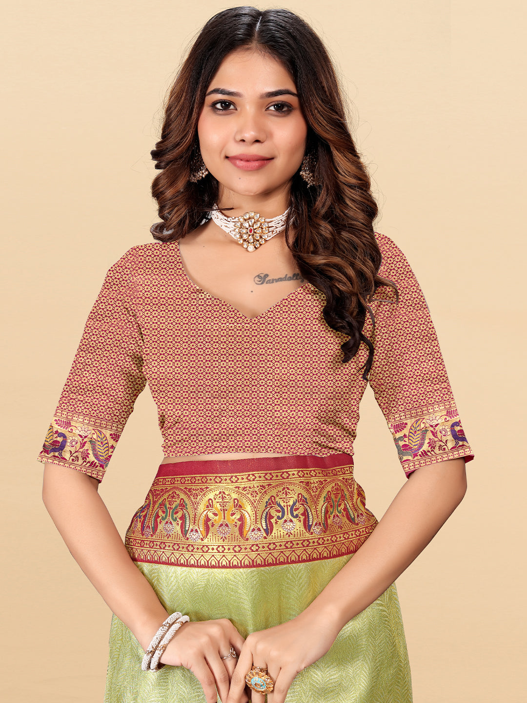 Women's Tissue Silk Saree With Unstitched Blouse Piece
