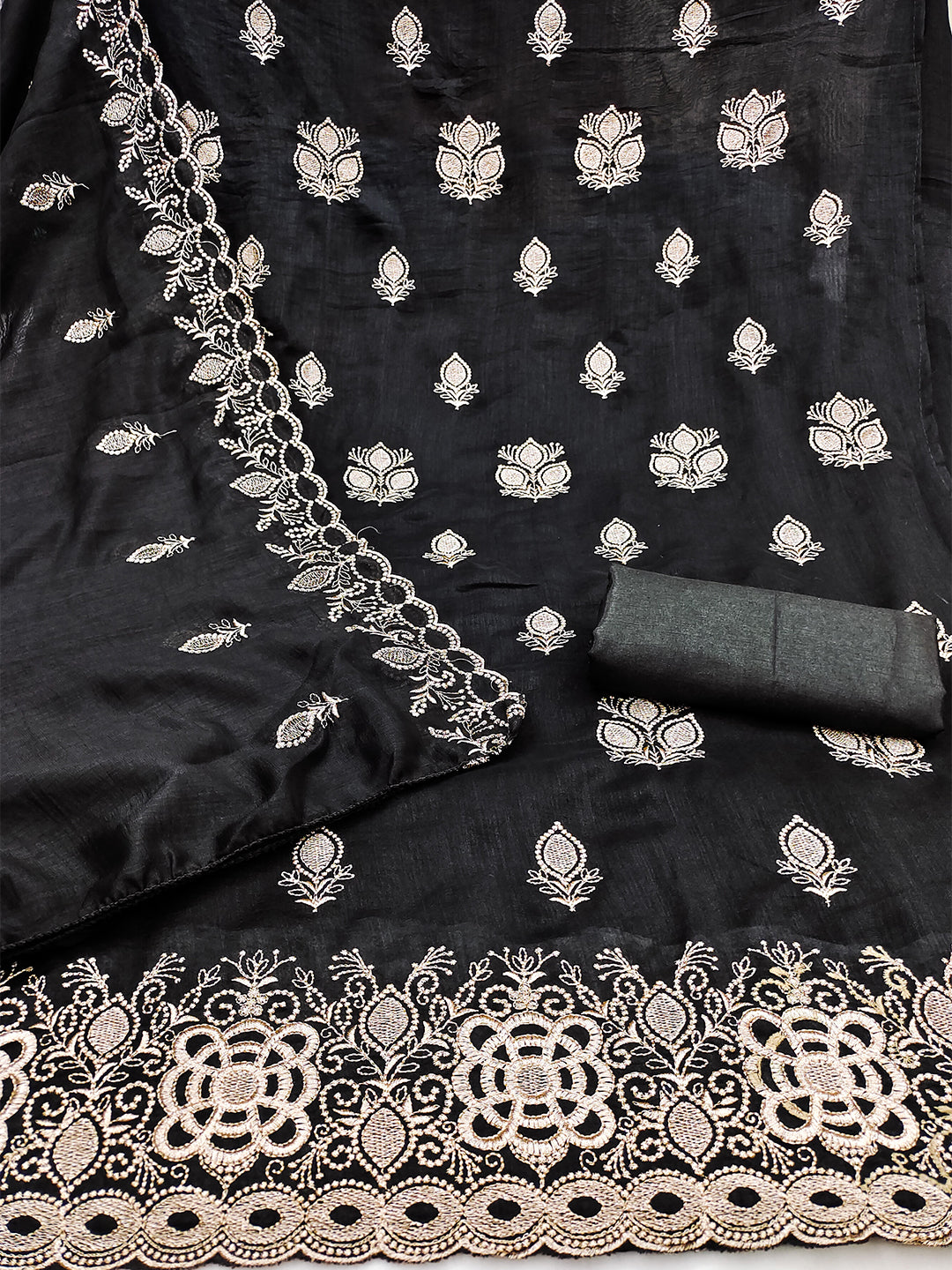 Women's Vichitra Silk Unstitched Dress Material