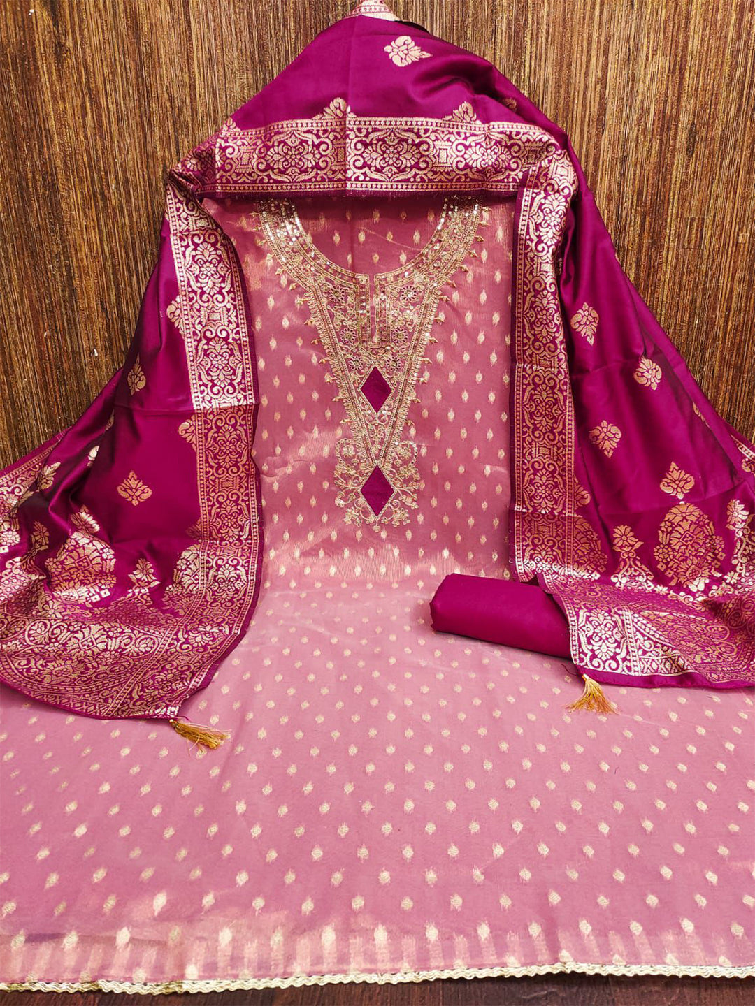 Women's Shimmer Silk Unstitched Dress Material