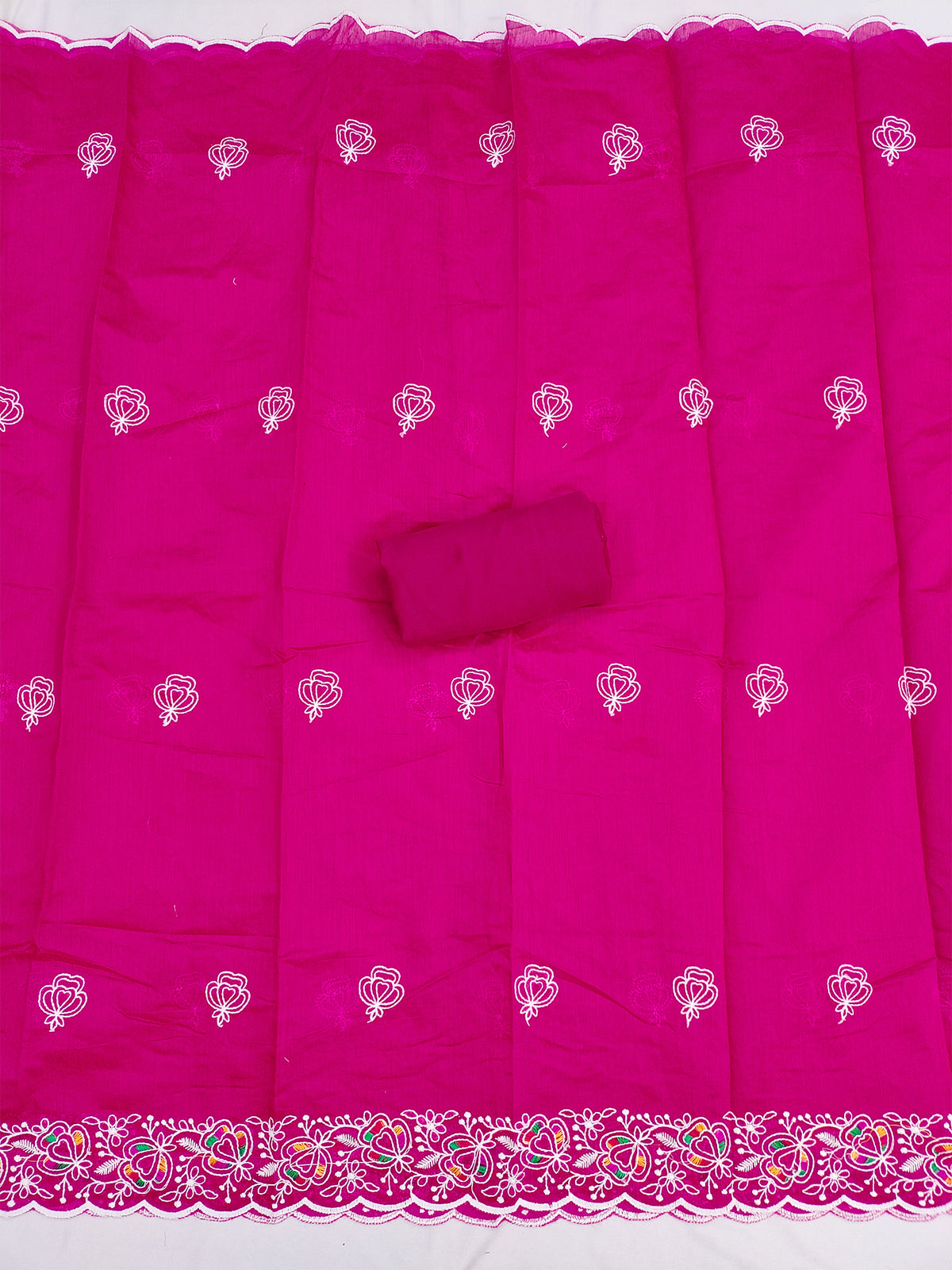 Women's Chanderi Unstitched Dress Material WIth Embroidery Work
