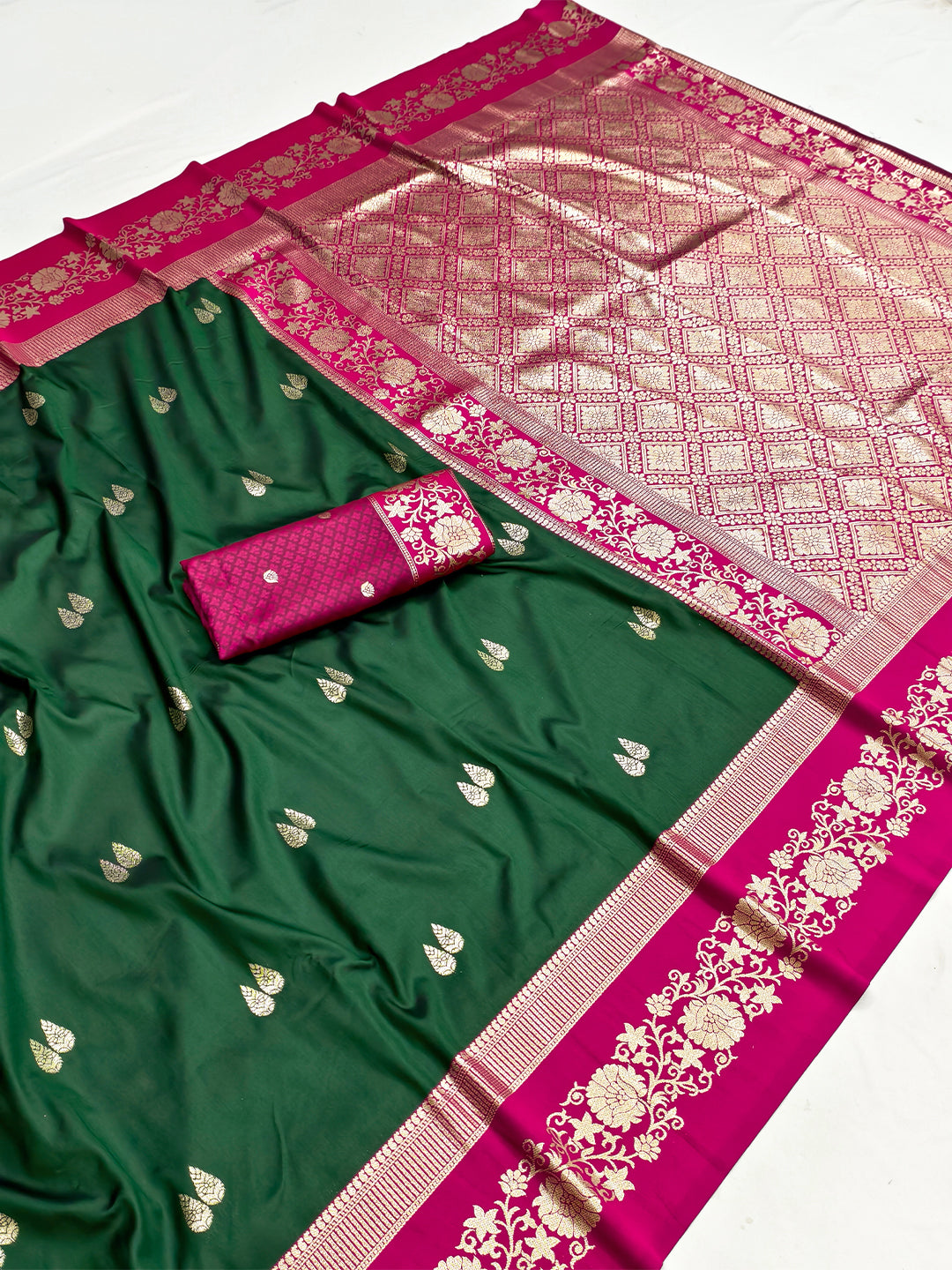 Women's Banarasi Silk Saree With Unstitched Blouse Piece