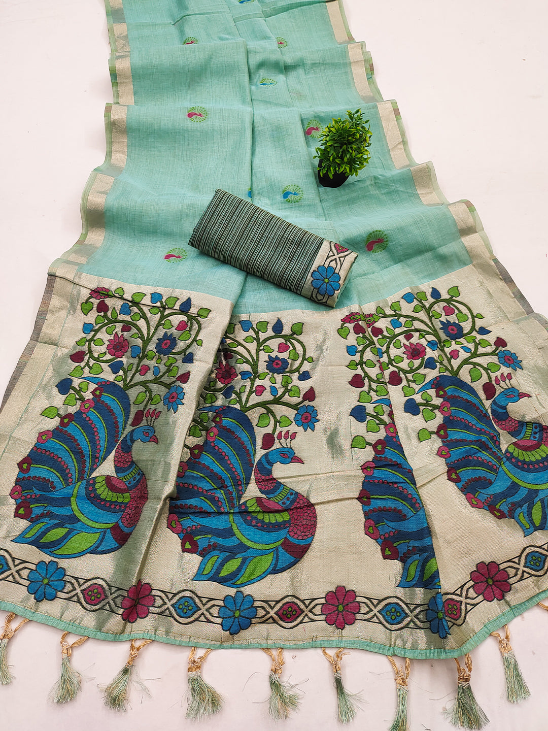 Women's Cotton Silk Saree With Unstitched Blouse Piece