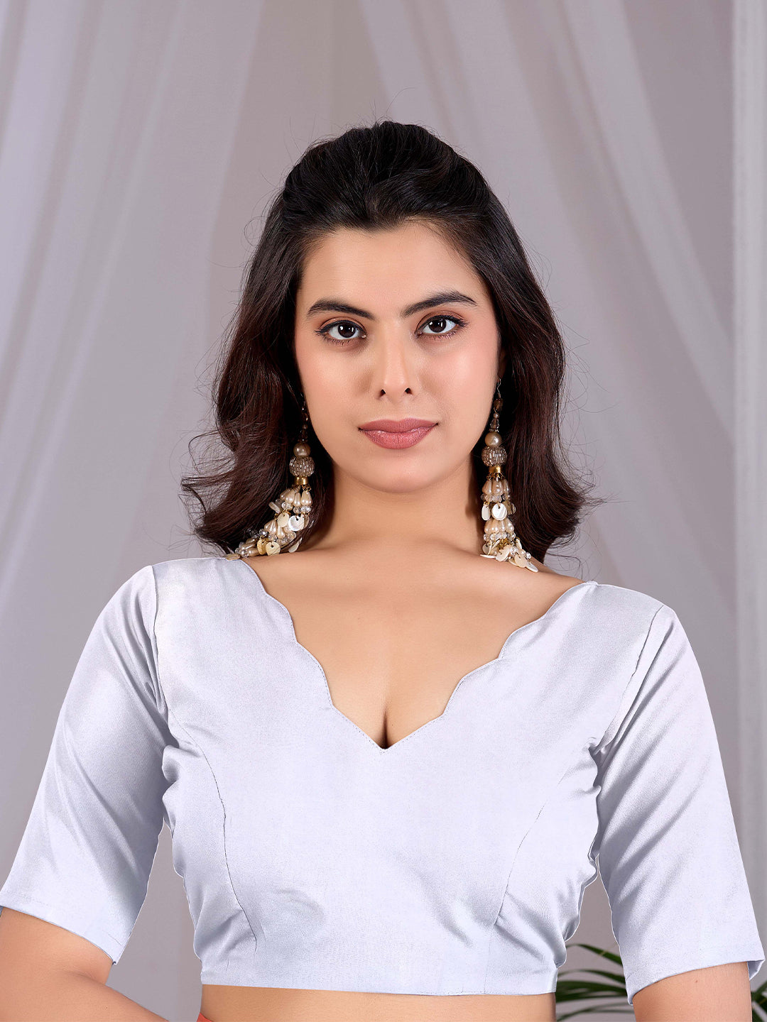 Women's Satin Georgette Saree With Unstitched Blouse Piece