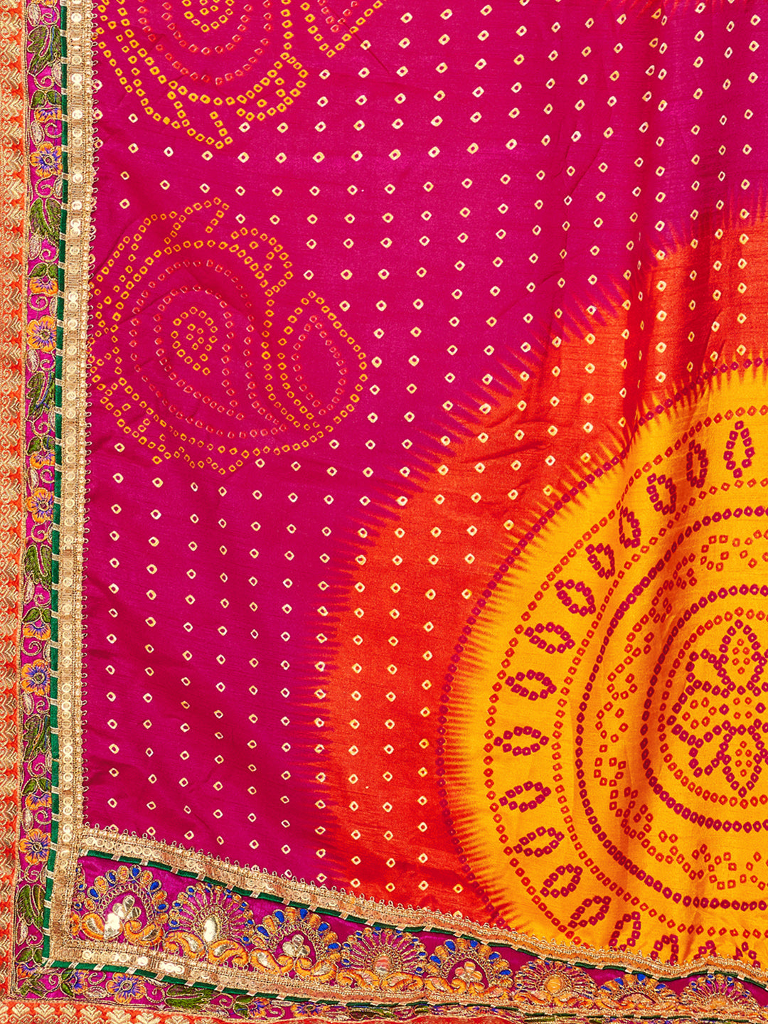 Women's Dola Silk Bandhani Saree With Blouse Piece