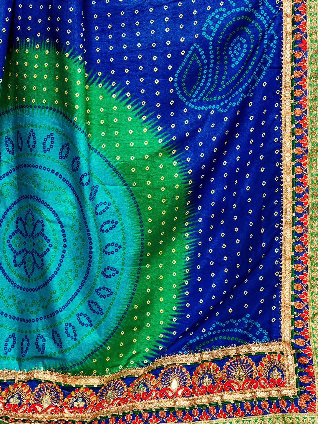 Women's Dola Silk Bandhani Saree With Blouse Piece