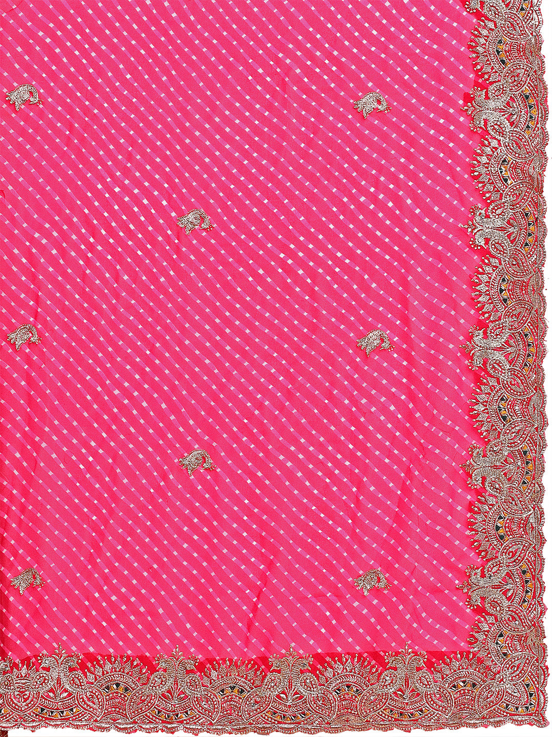 Women's Georgette Leheriya Saree With Unstitched Blouse Piece