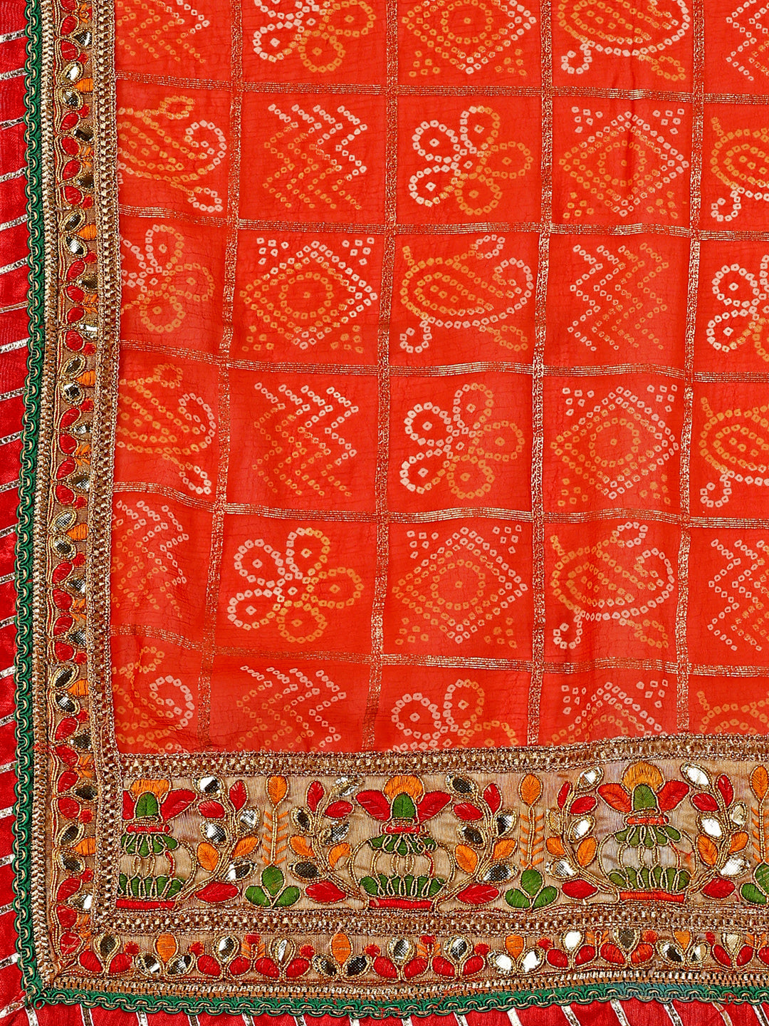 Women's Georgette Bandhani Saree With Unstitched Blouse Piece