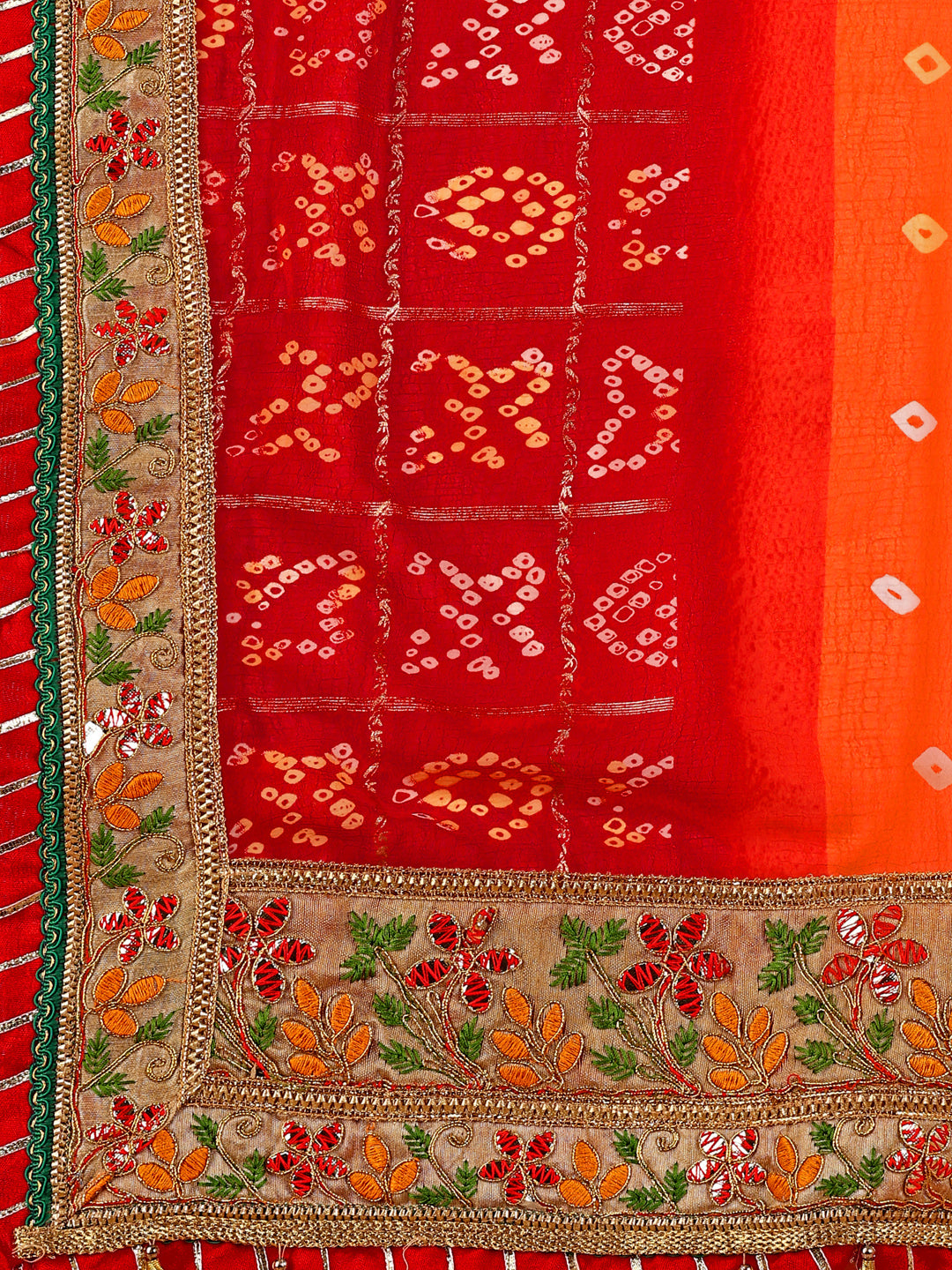 Women's Georgette Bandhani Saree With Unstitched Blouse Piece