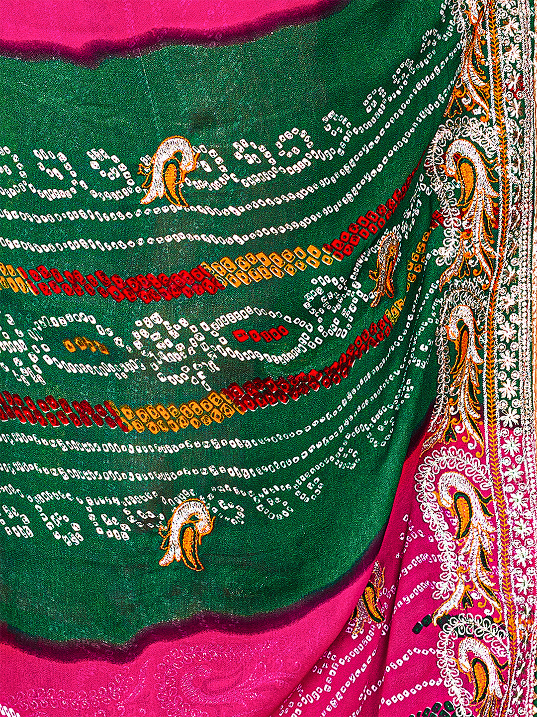 Women's Georgette Bandhani Saree With Unstitched Blouse Piece