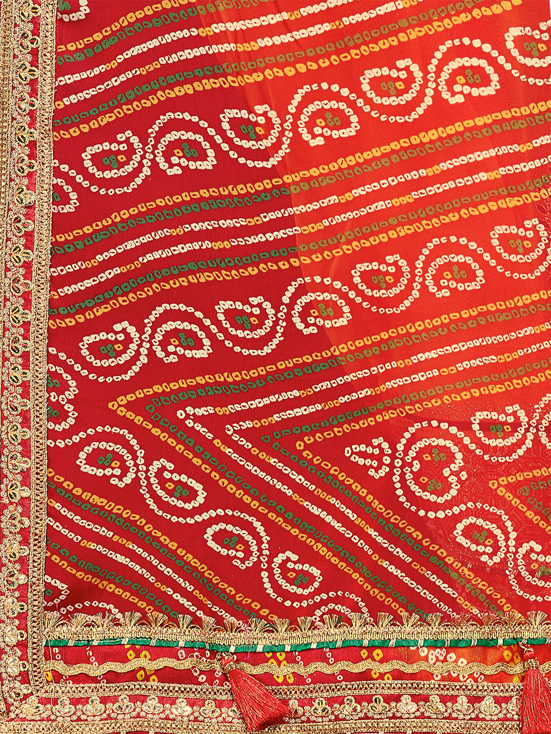 Women's Georgette Bandhani Saree With Unstitched Blouse Piece