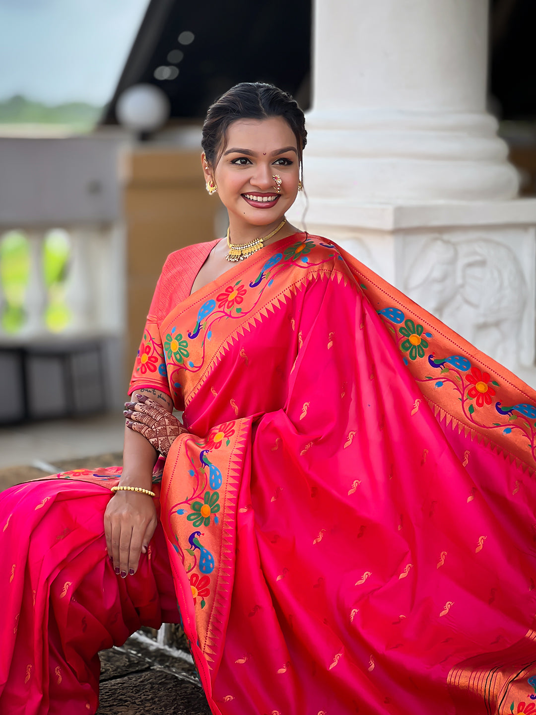 Women's Paithani Silk Saree With Blouse Piece