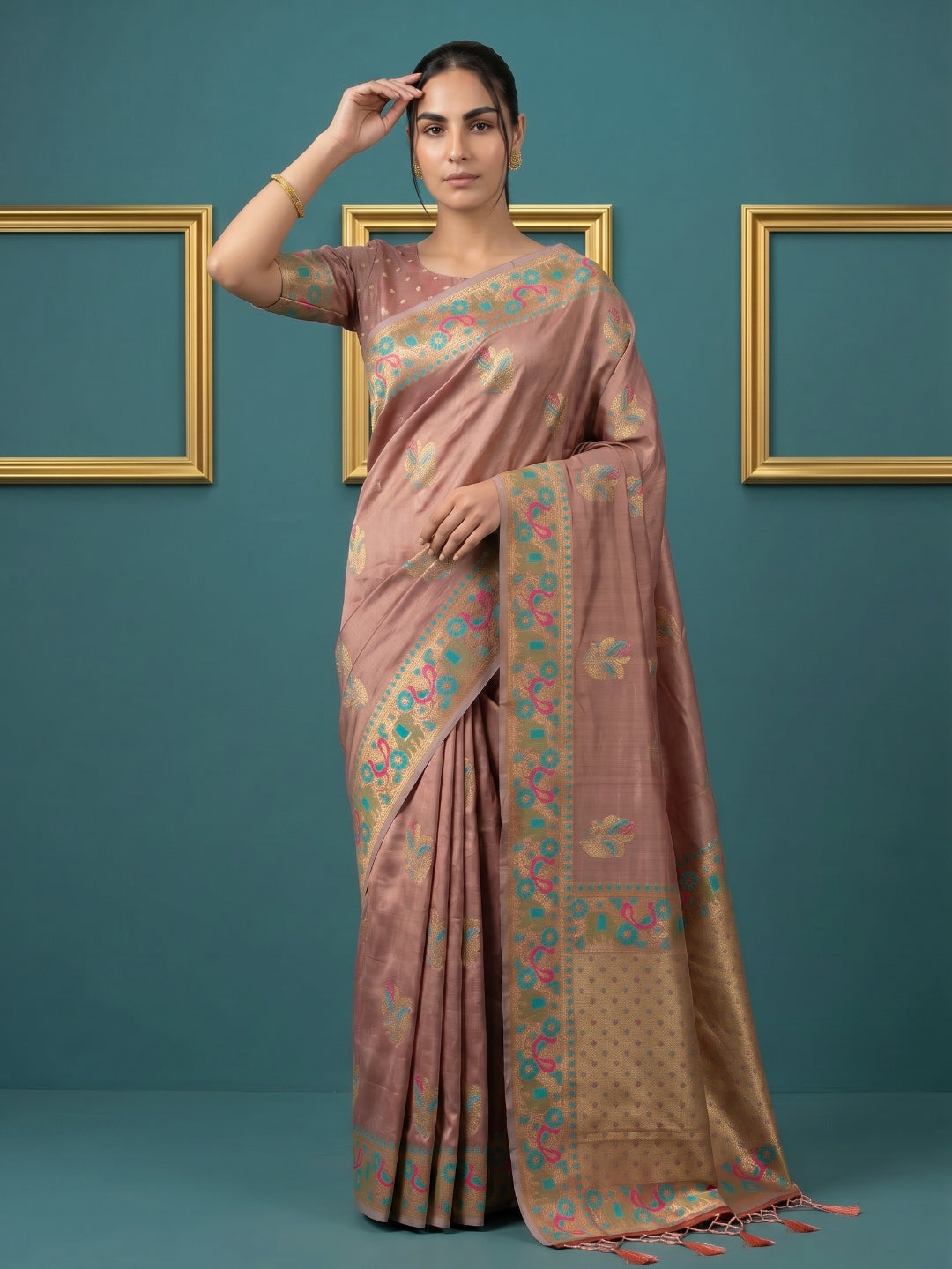 Women's Tissue Saree With Unstitched Blouse Piece