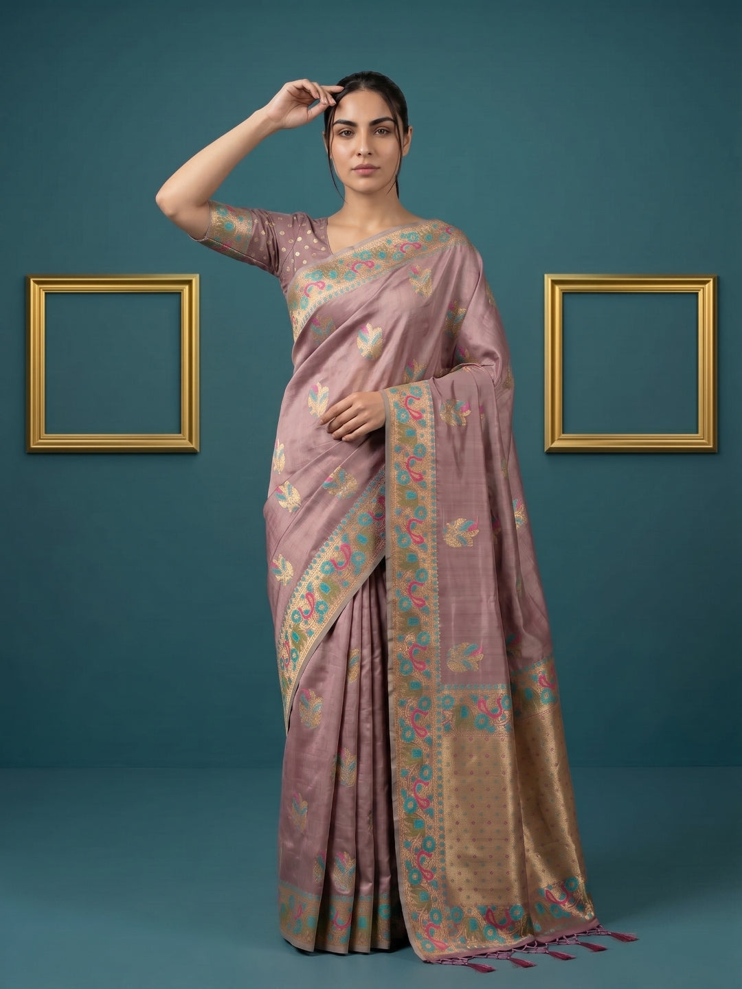 Women's Tissue Saree With Unstitched Blouse Piece