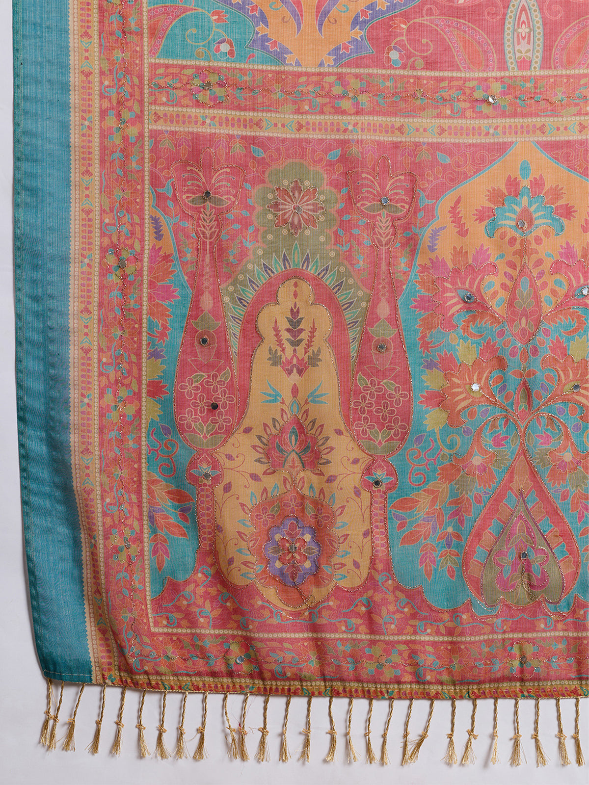 Women's Linen Printed Saree With Unstitched Blouse Piece