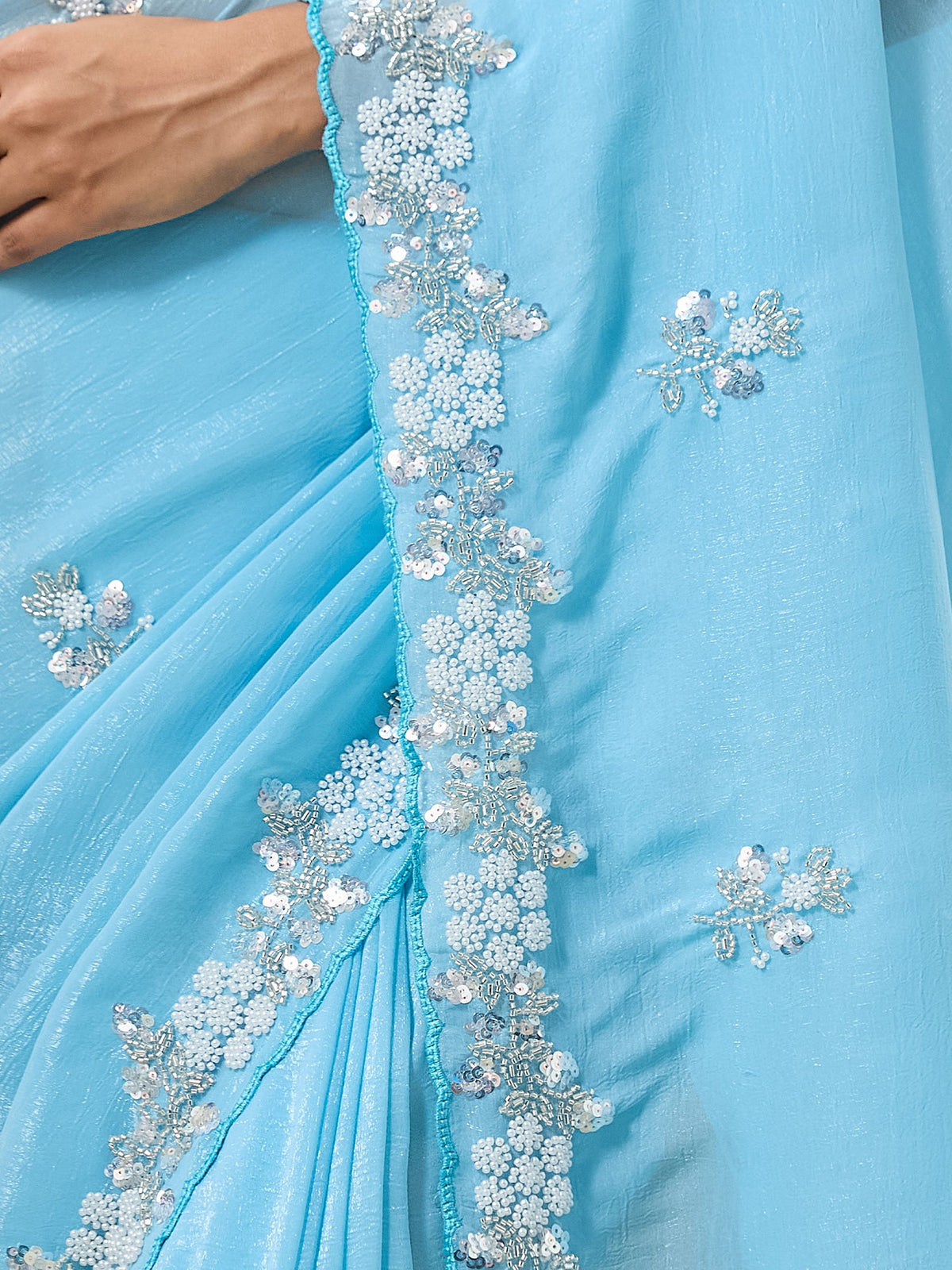 Women's Crunchy Crush Saree With Unstitched Blouse Piece