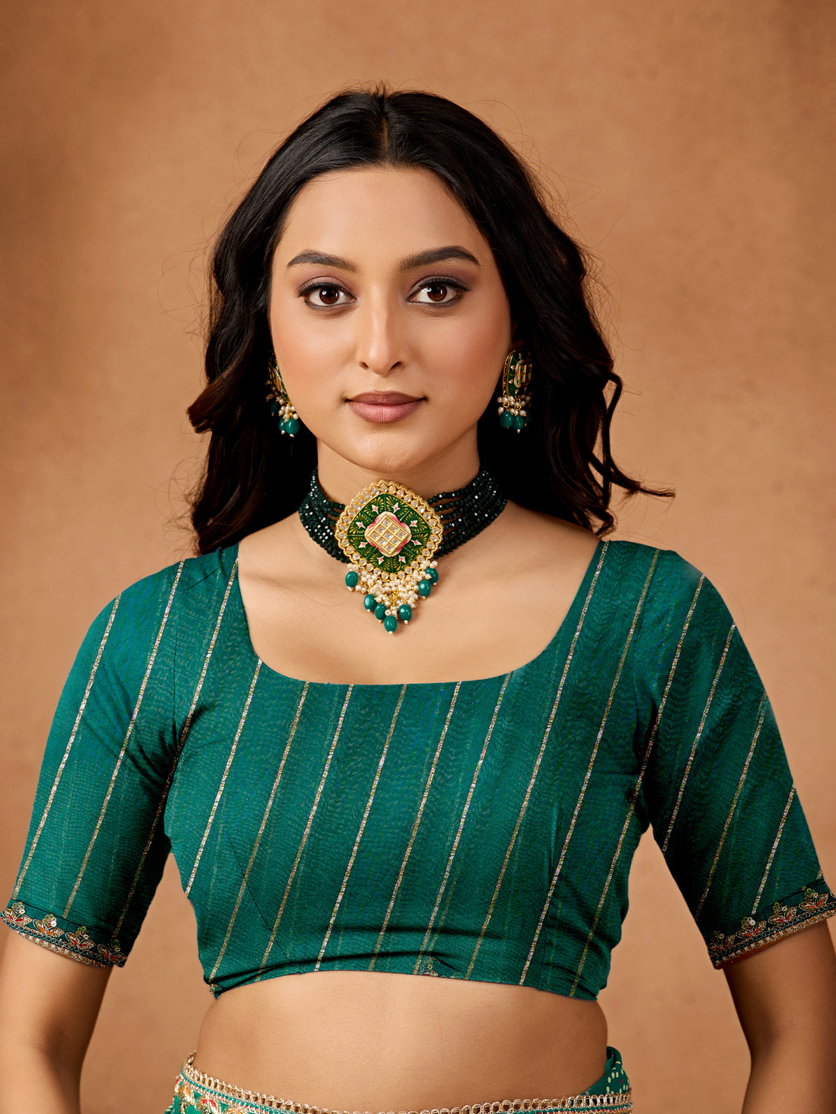 Women's Georgette Bandhani Saree With Unstitched Blouse Piece