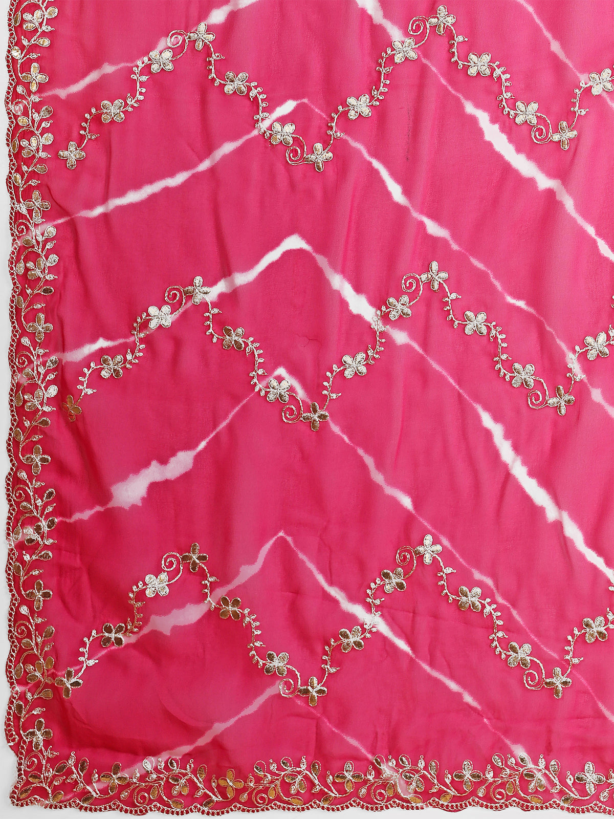Women's Georgette Lehriya Print Saree With Unstitched Blouse Piece