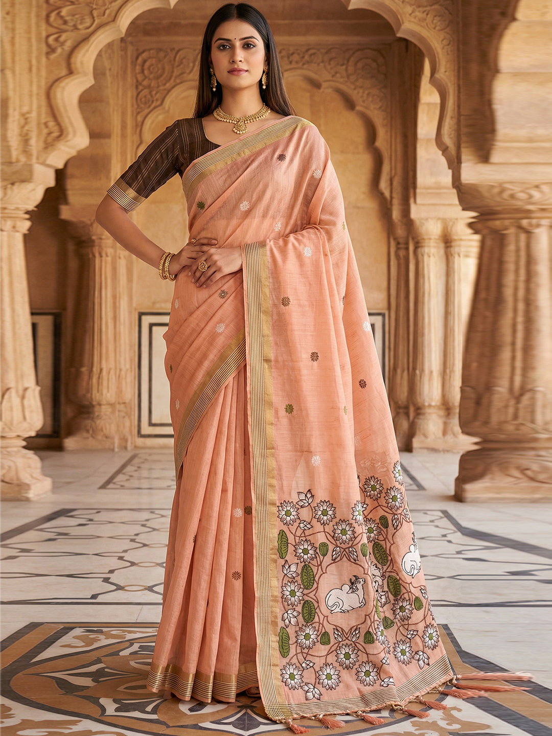 Women's Cotton Saree With Unstitched Blouse Piece