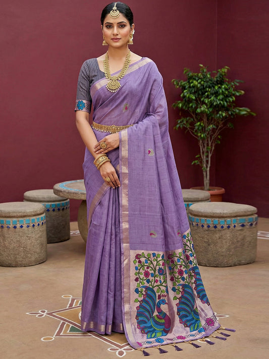 Women's Cotton Silk Saree With Unstitched Blouse Piece