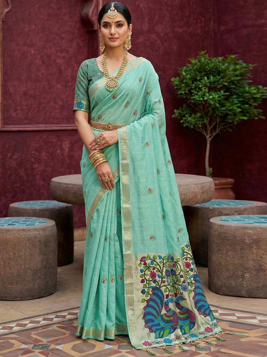 Women's Cotton Silk Saree With Unstitched Blouse Piece