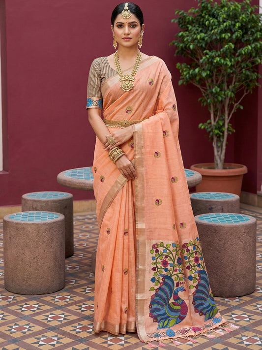 Women's Cotton Silk Saree With Unstitched Blouse Piece