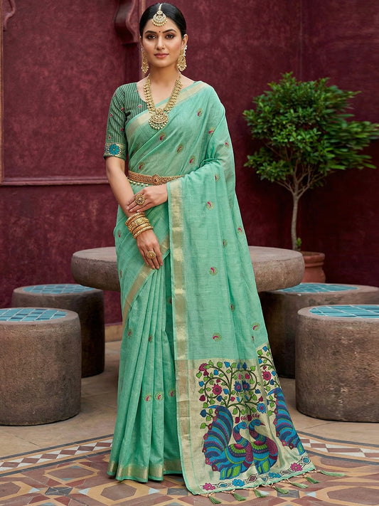 Women's Cotton Silk Saree With Unstitched Blouse Piece