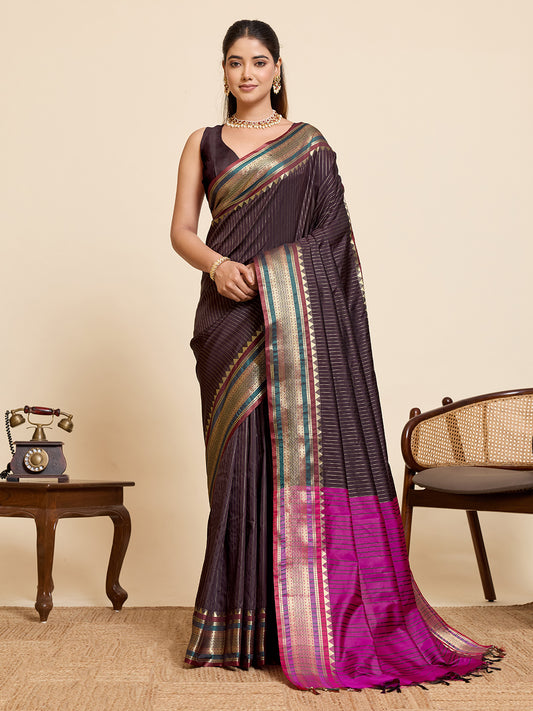 Women's Banarasi Silk Saree With Unstitched Blouse Piece