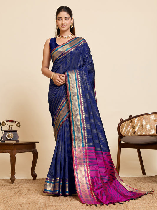 Women's Banarasi Silk Saree With Unstitched Blouse Piece