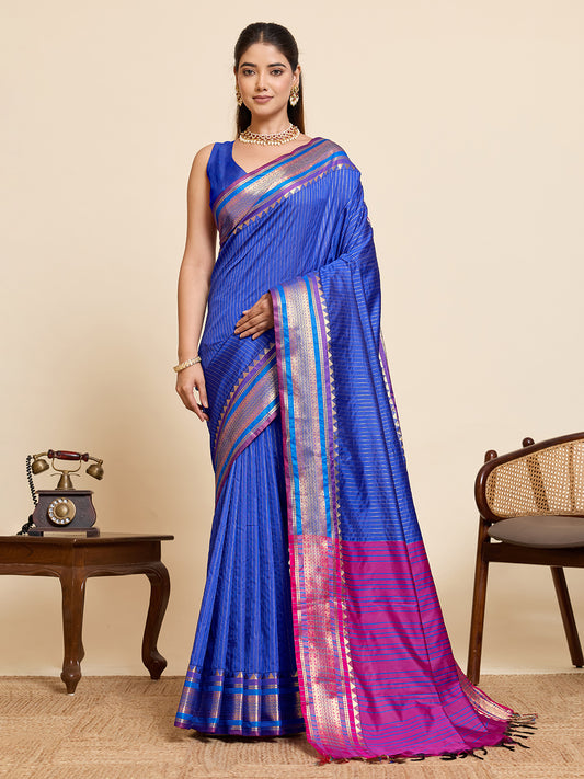 Women's Banarasi Silk Saree With Unstitched Blouse Piece