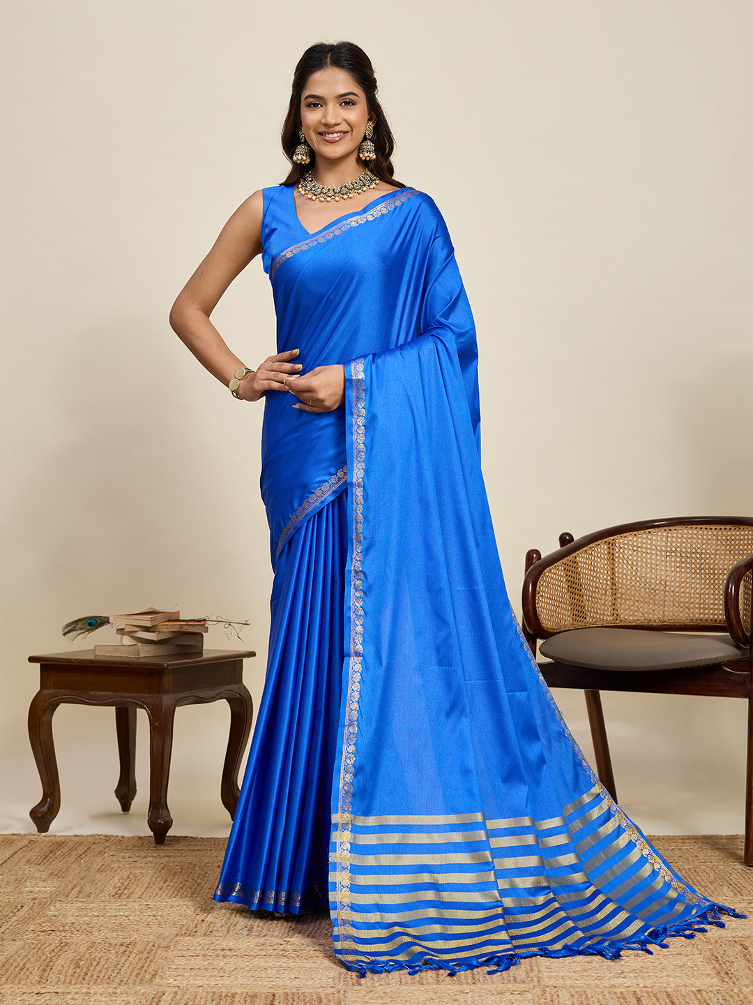 Women's Soft Silk Saree With Unstitched Blouse Piece