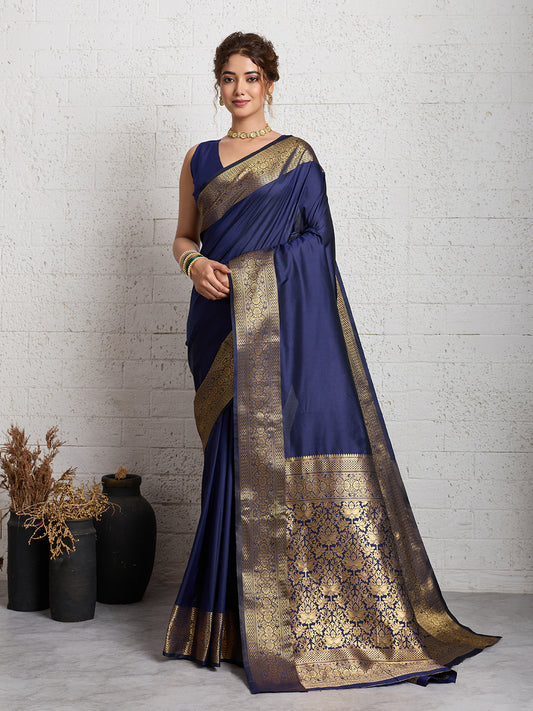 Women's Banarasi Silk Saree With Unstitched Blouse Piece
