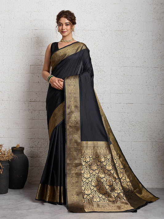 Women's Banarasi Silk Saree With Unstitched Blouse Piece