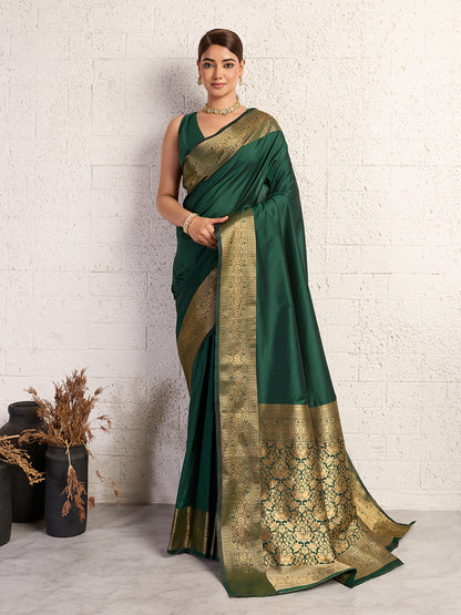Women's Banarasi Silk Saree With Unstitched Blouse Piece