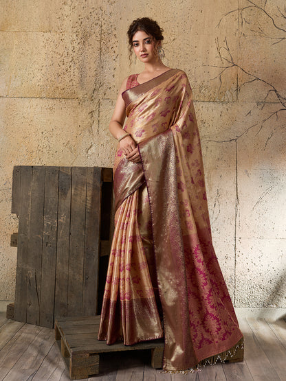 Women's Kanjivaram Silk Saree With Unstitched Blouse Piece