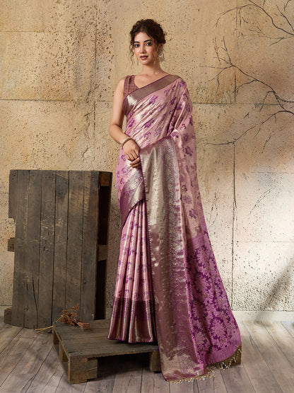 Women's Kanjivaram Silk Saree With Unstitched Blouse Piece