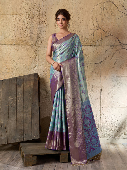 Women's Kanjivaram Silk Saree With Unstitched Blouse Piece