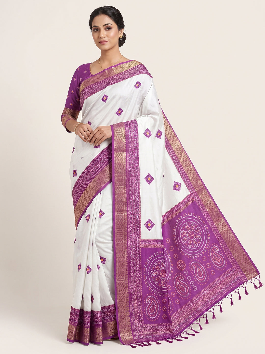 Women's Banarasi Cotton Silk Saree With Unstitched Blouse Piece