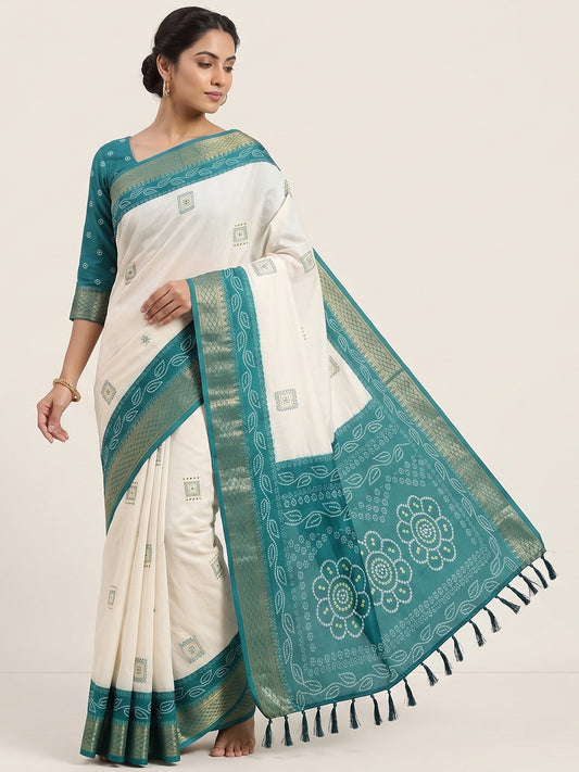 Women's Banarasi Cotton Silk Saree With Unstitched Blouse Piece