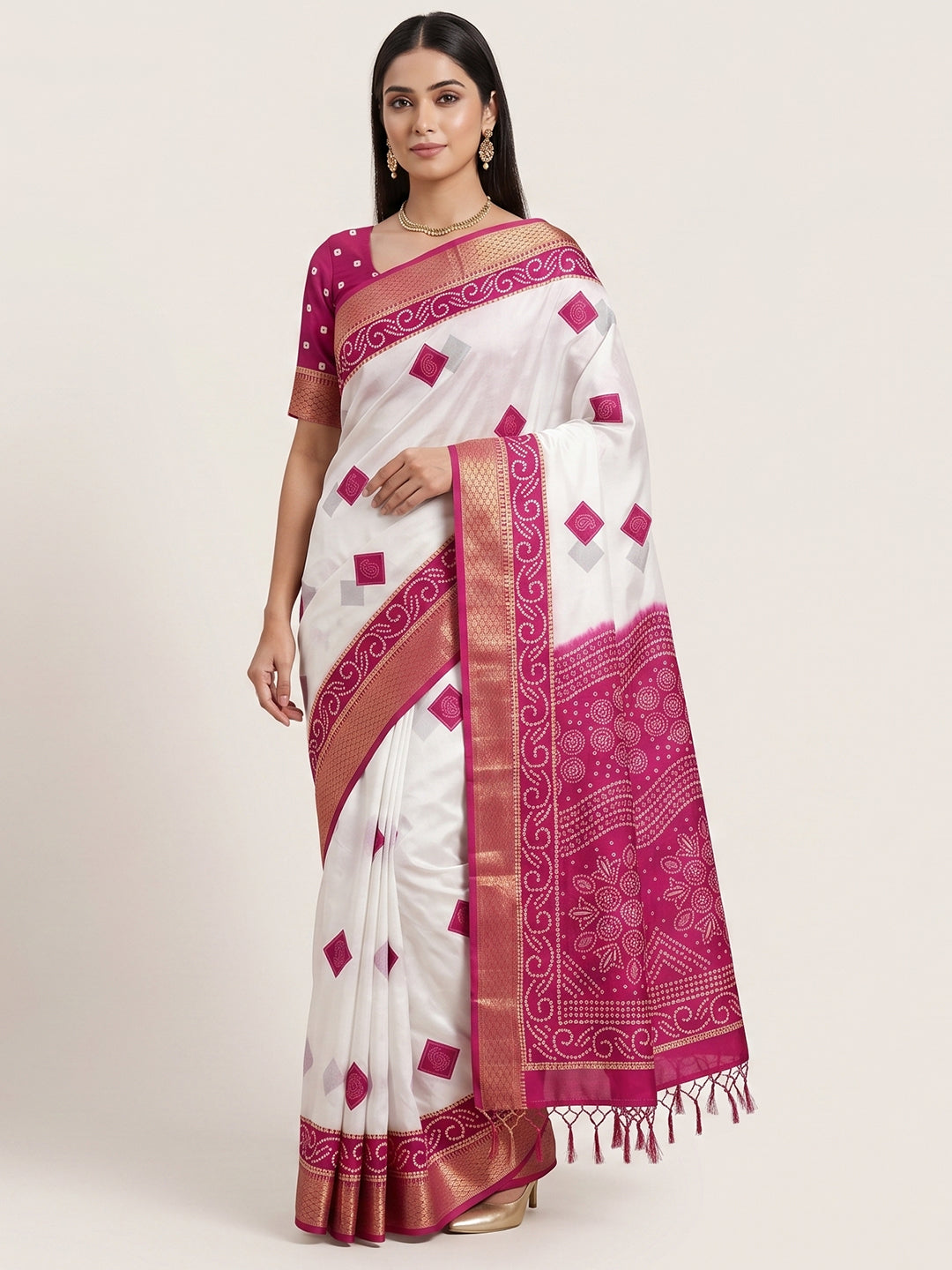 Women's Banarasi Cotton Silk Saree With Unstitched Blouse Piece