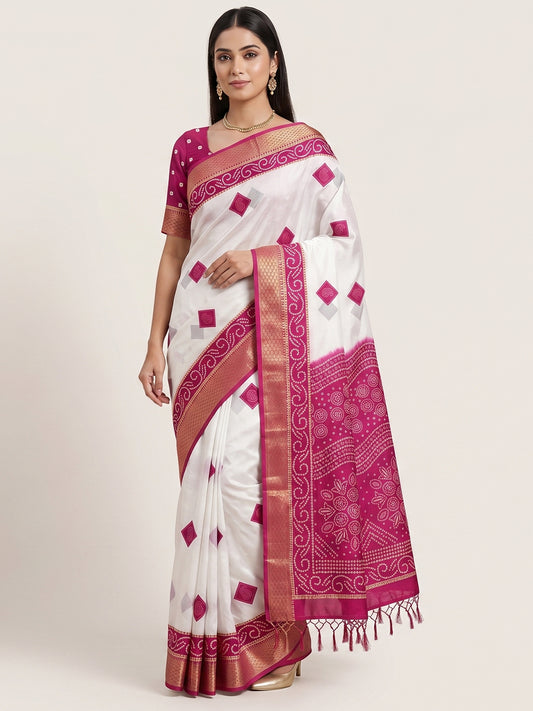 Women's Banarasi Cotton Silk Saree With Unstitched Blouse Piece