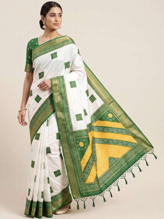 Women's Banarasi Cotton Silk Saree With Unstitched Blouse Piece