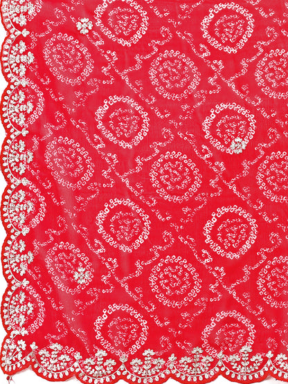 Women's Georgette Bandhani Saree With Unstitched Blouse Piece