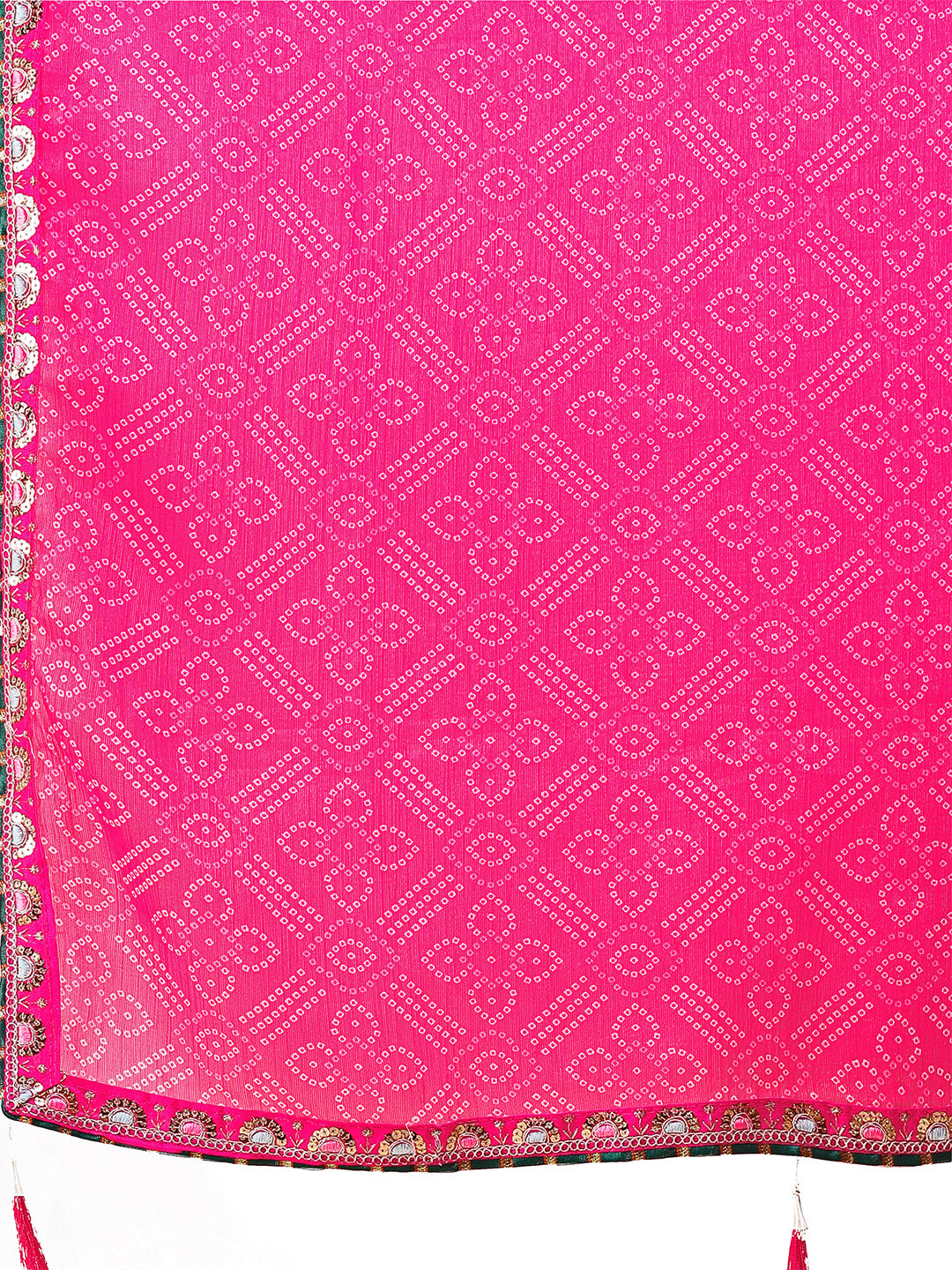 Women's Shimmer Bandhani Saree With Unstitched Blouse Piece