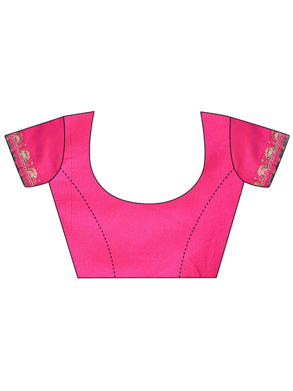 Women's Shimmer Bandhani Saree With Unstitched Blouse Piece