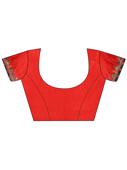 Women's Shimmer Bandhani Saree With Unstitched Blouse Piece