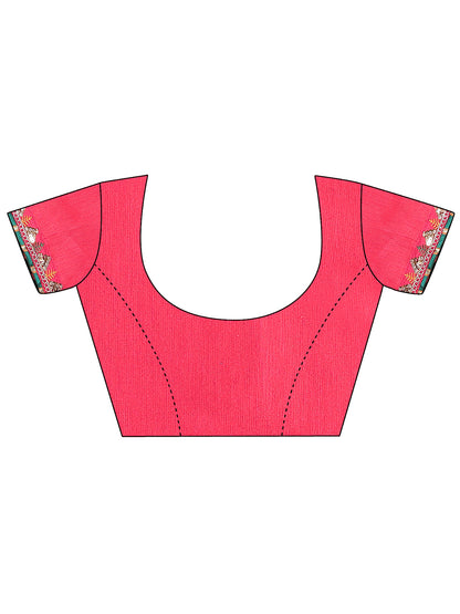 Women's Shimmer Bandhani Saree With Unstitched Blouse Piece