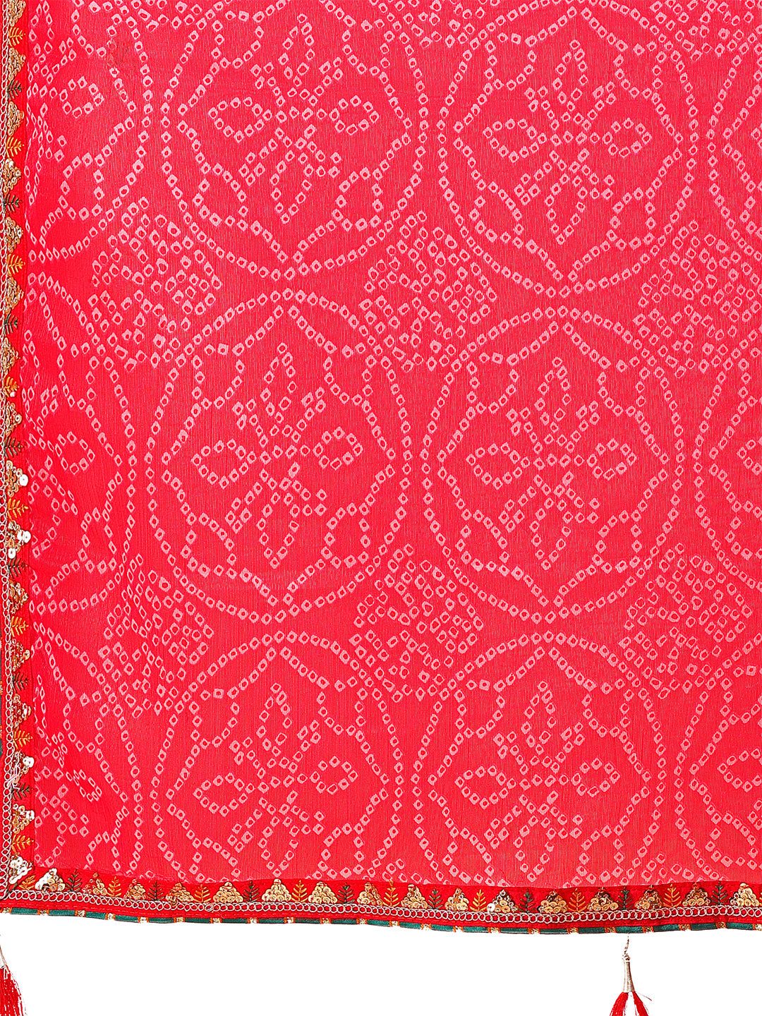 Women's Shimmer Bandhani Saree With Unstitched Blouse Piece