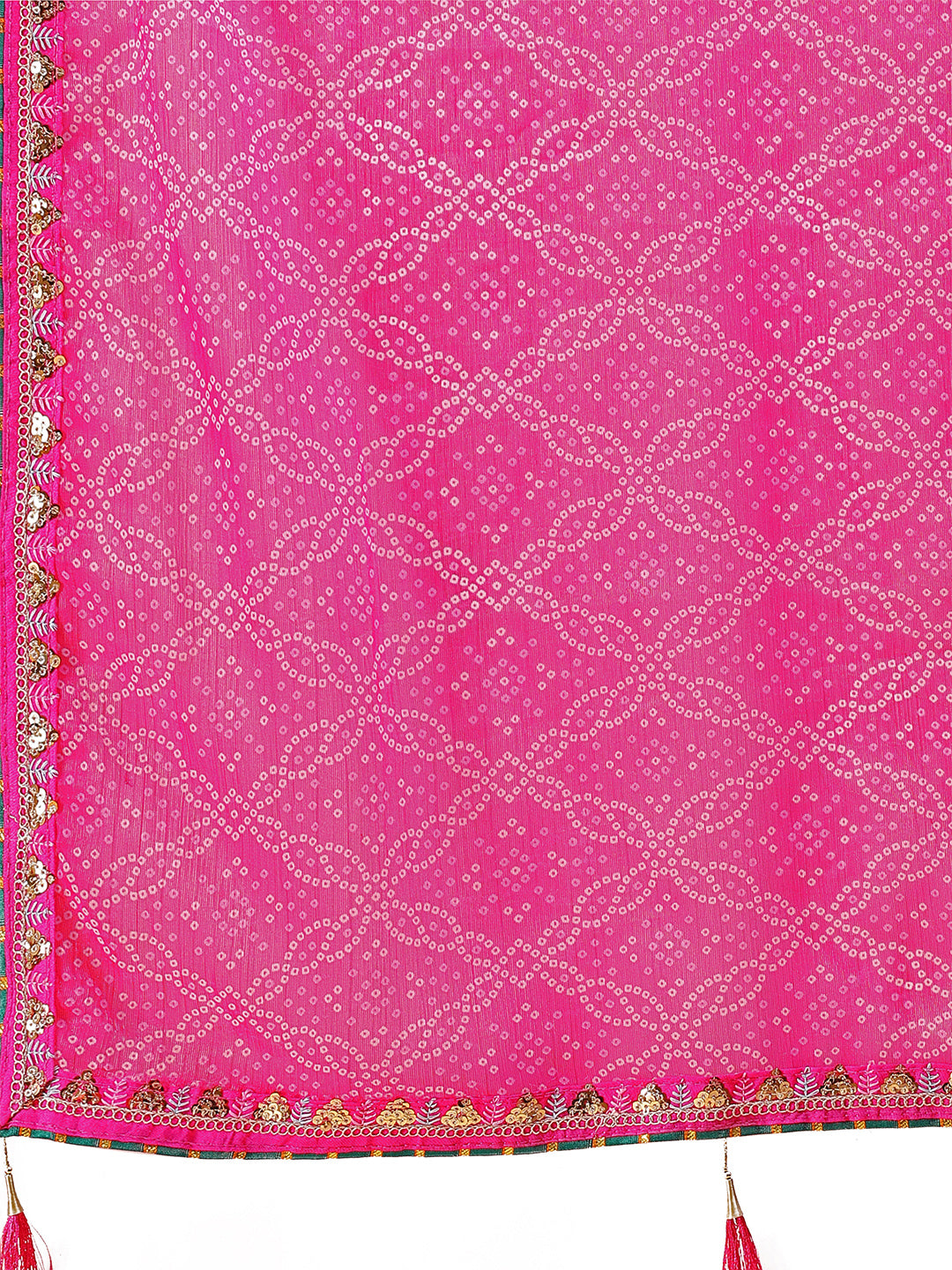 Women's Shimmer Bandhani Saree With Unstitched Blouse Piece