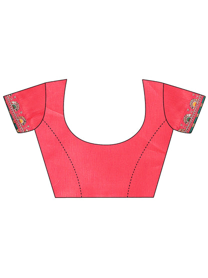 Women's Shimmer Bandhani Saree With Unstitched Blouse Piece
